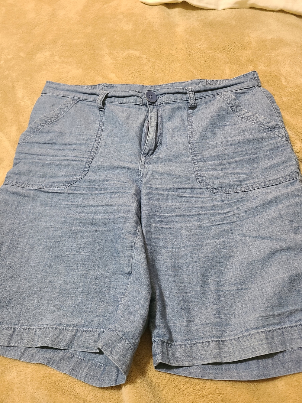 Karen Scott Light Blue Chambray Bermuda Shorts